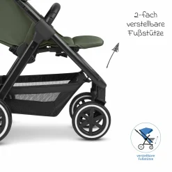 Buggy & Sportwagen Avus Air inkl. Reboarder Pearl Pro 2 - mit Lufträdern, Einhand-Faltung und höhenverstellbarem Schieber (bis 25 kg belastbar) - Olive