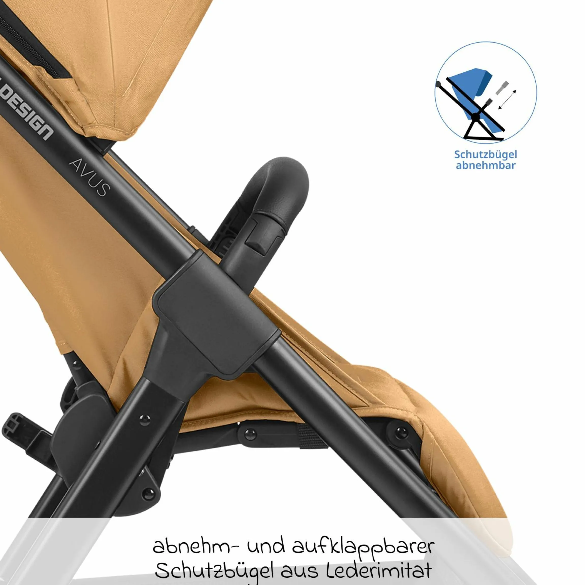 Buggy & Sportwagen Avus inkl. Reboarder Pearl Pro 2 - mit Einhand-Faltung und höhenverstellbarem Schieber (bis 25 kg belastbar) - Honey