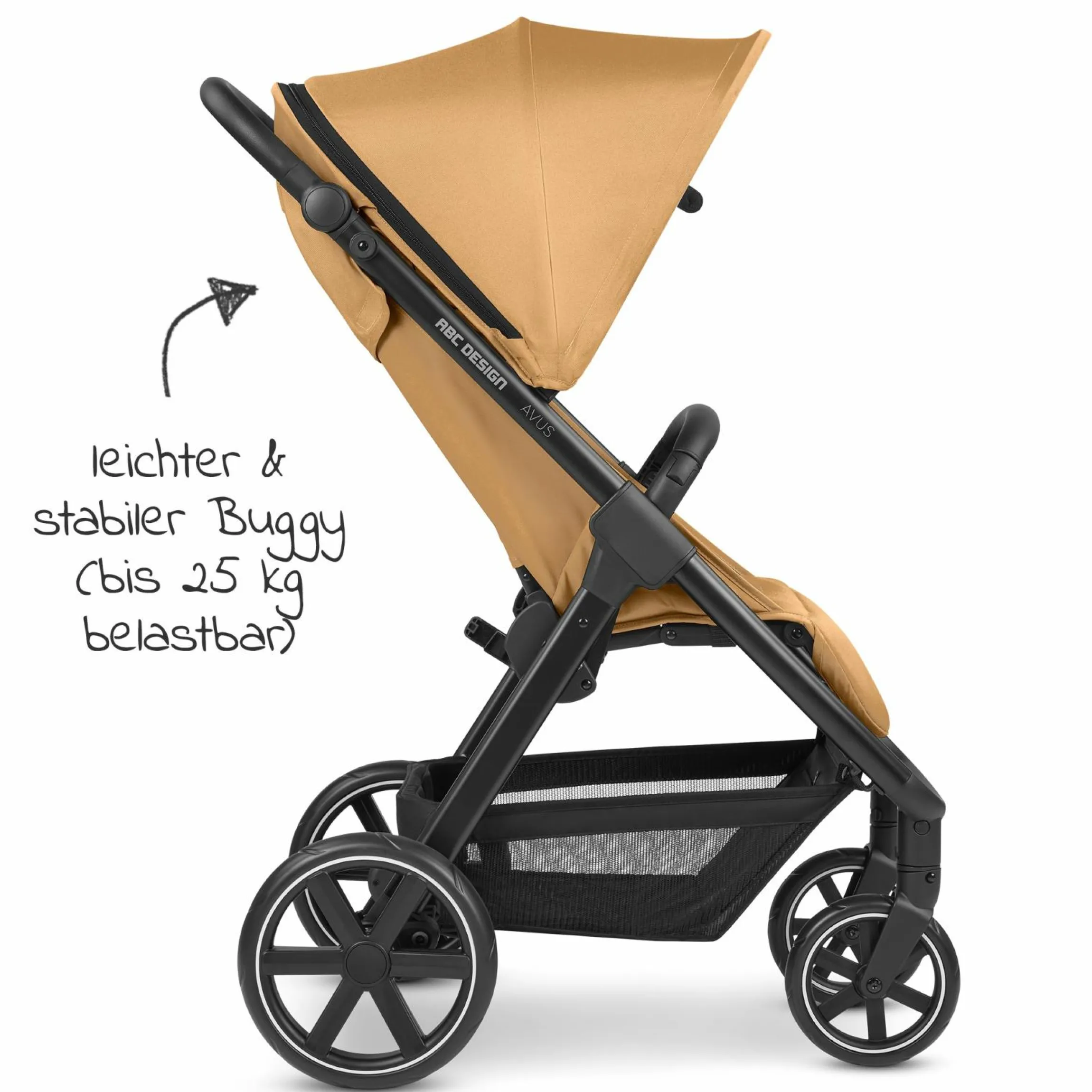 Buggy & Sportwagen Avus mit Einhand-Faltung und höhenverstellbarem Schieber (bis 25 kg belastbar) - Honey - Kollektion 2024