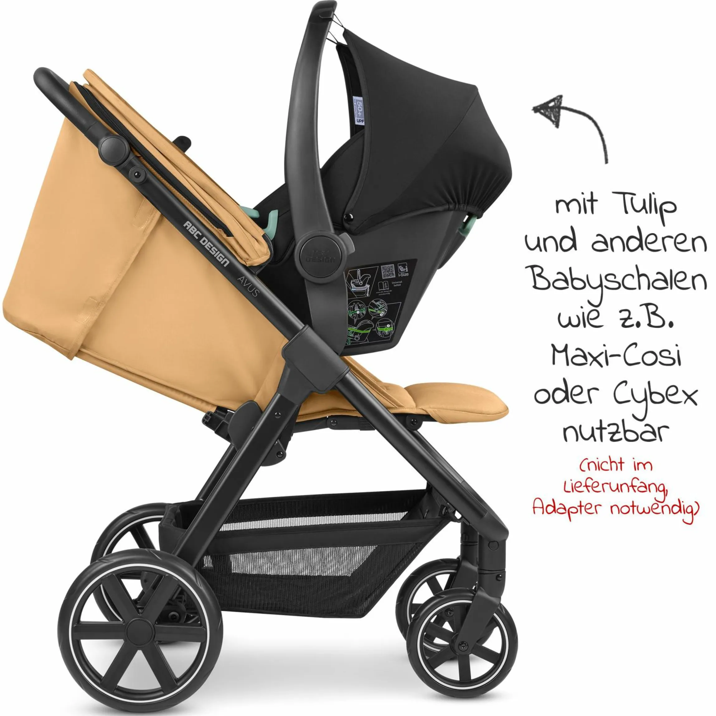 Buggy & Sportwagen Avus mit Einhand-Faltung und höhenverstellbarem Schieber (bis 25 kg belastbar) - Honey - Kollektion 2024