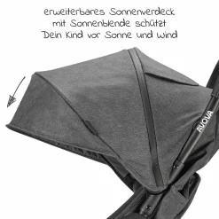 Buggy & Sportwagen City Ranger mit Auto-Folding Mechanismus bis 22 kg belastbar & Regen- & Insektenschutz - Dolphin Grey - Kollektion 2025