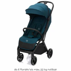 Buggy & Sportwagen Cooper bis 22 kg belastbar mit Liegeposition und Autofold-Mechanismus nur 7,1 kg - Türkis Schwarz