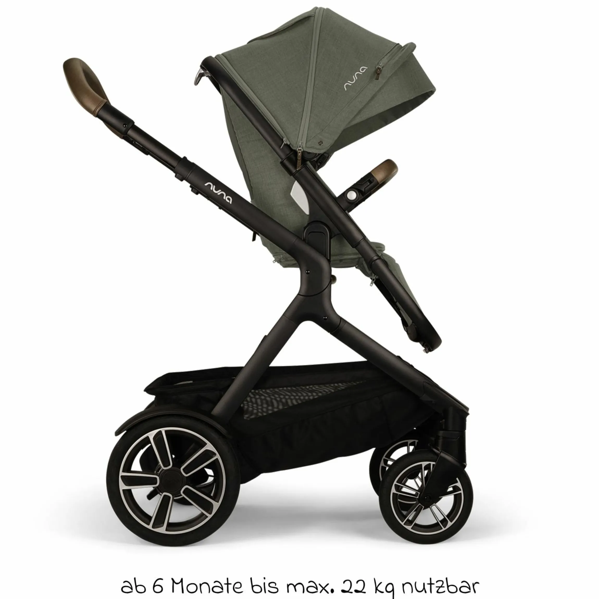 Buggy & Sportwagen DEMI next bis 22 kg mit magnetischem Gurtverschluss, umsetzbarem Allwettersitz, höhenverstellbarem Schieber, integrierter Sichtschutz inkl. Adapter & Regenschutz - Pine - Kollektion 2025