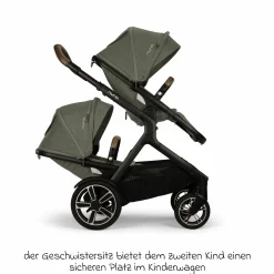 Buggy & Sportwagen DEMI next bis 22 kg mit magnetischem Gurtverschluss, umsetzbarem Allwettersitz, höhenverstellbarem Schieber, integrierter Sichtschutz inkl. Adapter & Regenschutz - Pine - Kollektion 2025