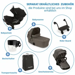 Buggy & Sportwagen DEMI next bis 22 kg mit magnetischem Gurtverschluss, umsetzbarem Allwettersitz, höhenverstellbarem Schieber, integrierter Sichtschutz inkl. Adapter & Regenschutz - Thunder - Kollektion 2025