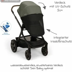 Buggy & Sportwagen DEMI next bis 22 kg mit magnetischem Gurtverschluss, umsetzbarem Allwettersitz, höhenverstellbarem Schieber, integrierter Sichtschutz inkl. Adapter & Regenschutz - Thunder - Kollektion 2025