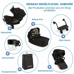 Buggy & Sportwagen DEMI next bis 22 kg mit magnetischem Gurtverschluss, umsetzbarem Allwettersitz, höhenverstellbarem Schieber, integrierter Sichtschutz inkl. Adapter & Regenschutz - Caviar - Kollektion 2025