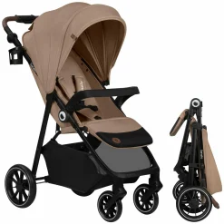 Buggy & Sportwagen Emma One bis 22 kg mit Knickschieber, Liegeposition, Insektenschutz, Snacktablett & Getränkehalter - Beige Sand
