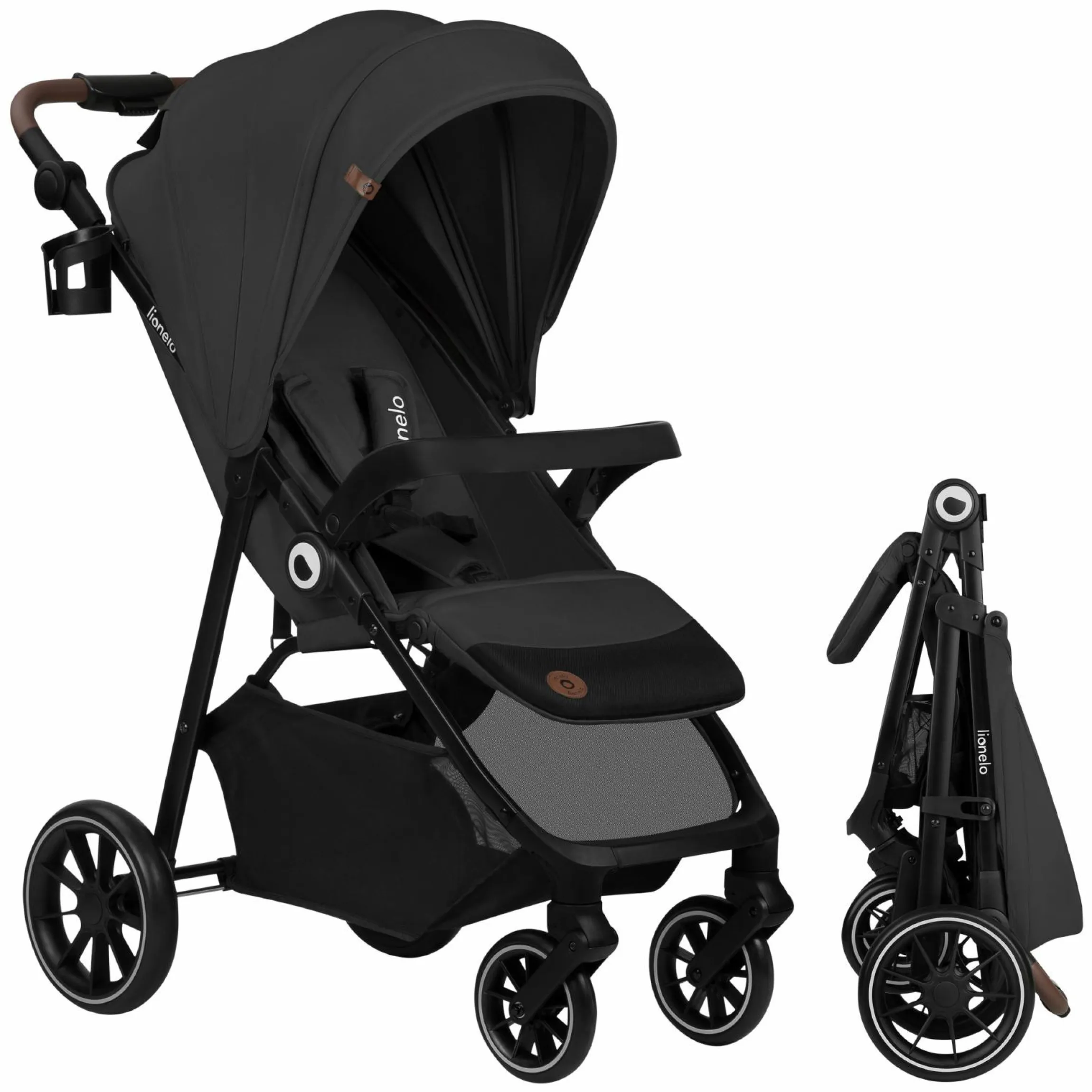 Buggy & Sportwagen Emma One bis 22 kg mit Knickschieber, Liegeposition, Insektenschutz, Snacktablett & Getränkehalter - Grey Stone