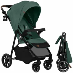 Buggy & Sportwagen Emma One bis 22 kg mit Knickschieber, Liegeposition, Insektenschutz, Snacktablett & Getränkehalter - Green Forest