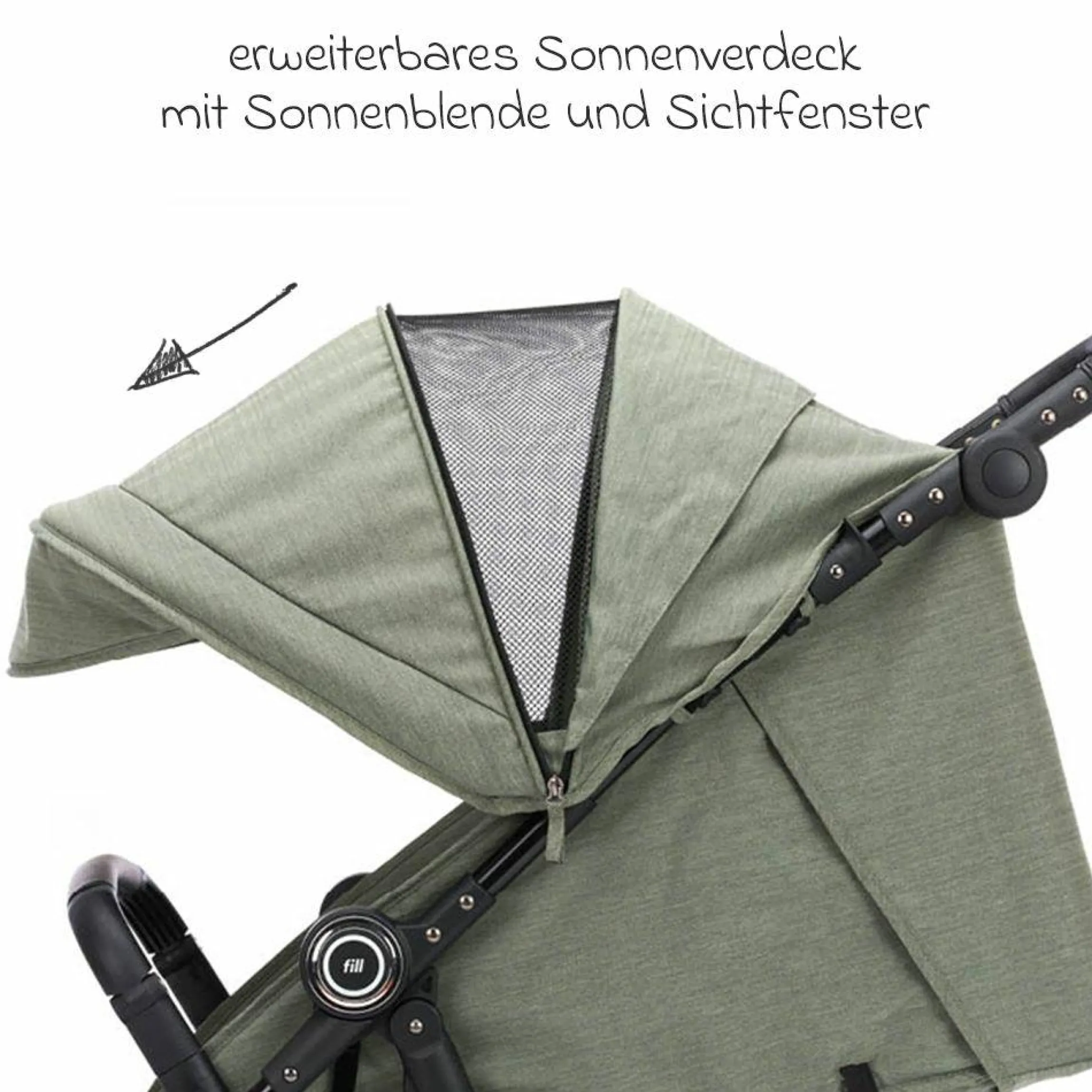 Buggy & Sportwagen Fill Allrounder bis 22 kg belasbar mit verstellbarem Schieber - Grün Melange