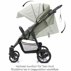 Buggy & Sportwagen Fill Allrounder bis 22 kg belasbar mit verstellbarem Schieber - Grün Melange
