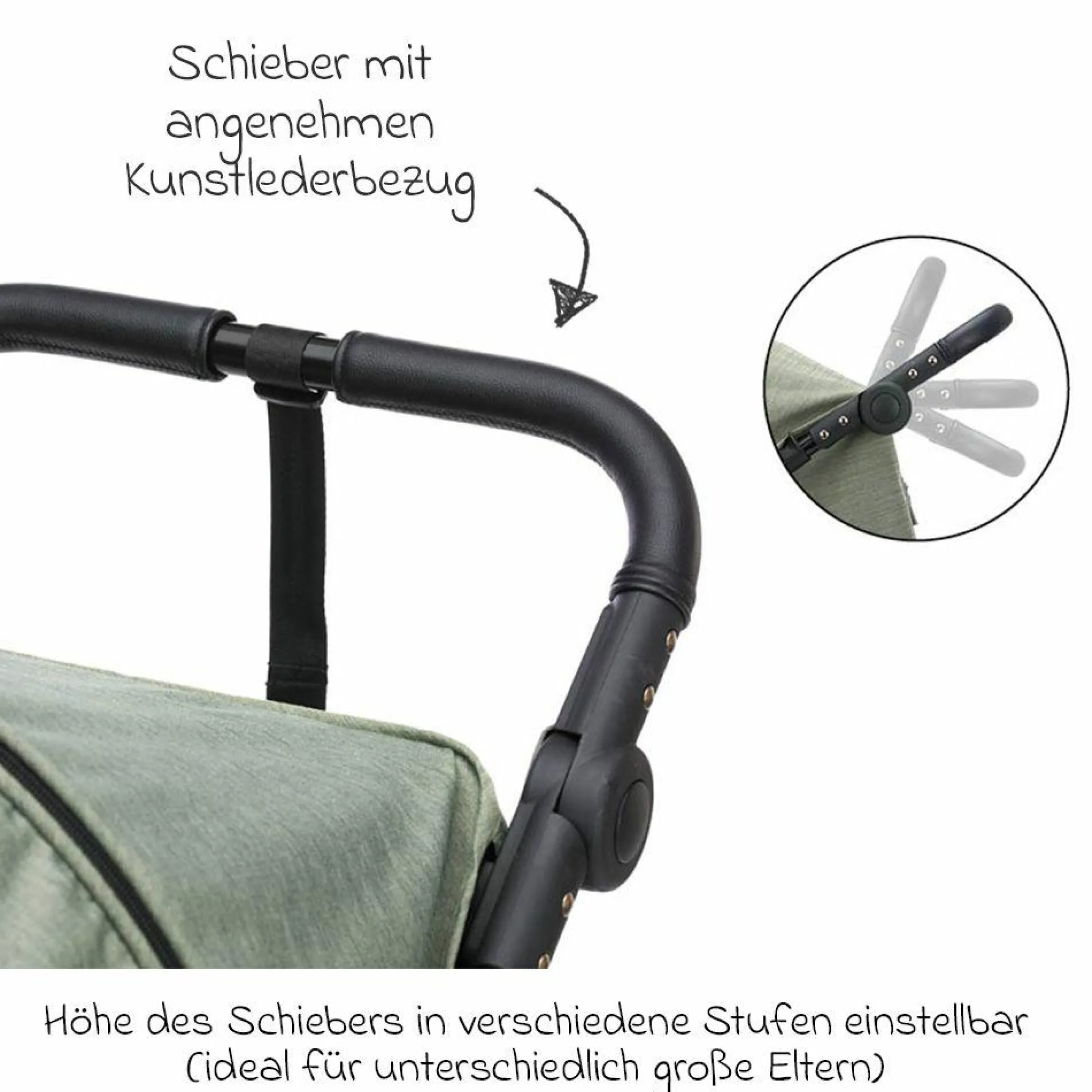 Buggy & Sportwagen Fill Allrounder bis 22 kg belasbar mit verstellbarem Schieber - Grün Melange