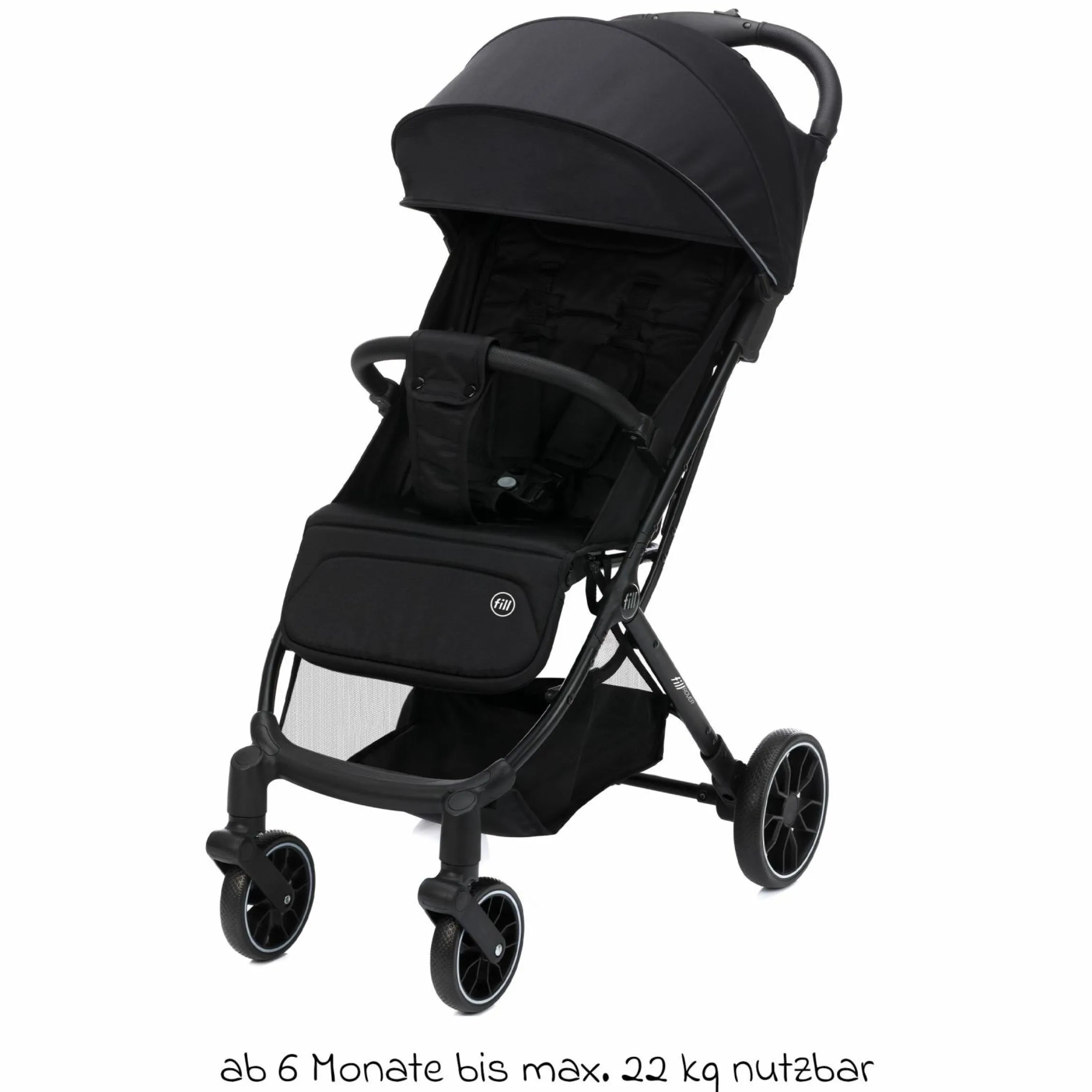 Buggy & Sportwagen Fill Rover bis 22 kg belastbar mit Liegeposition, Trollyfunktion nur 6,8 kg - Schwarz