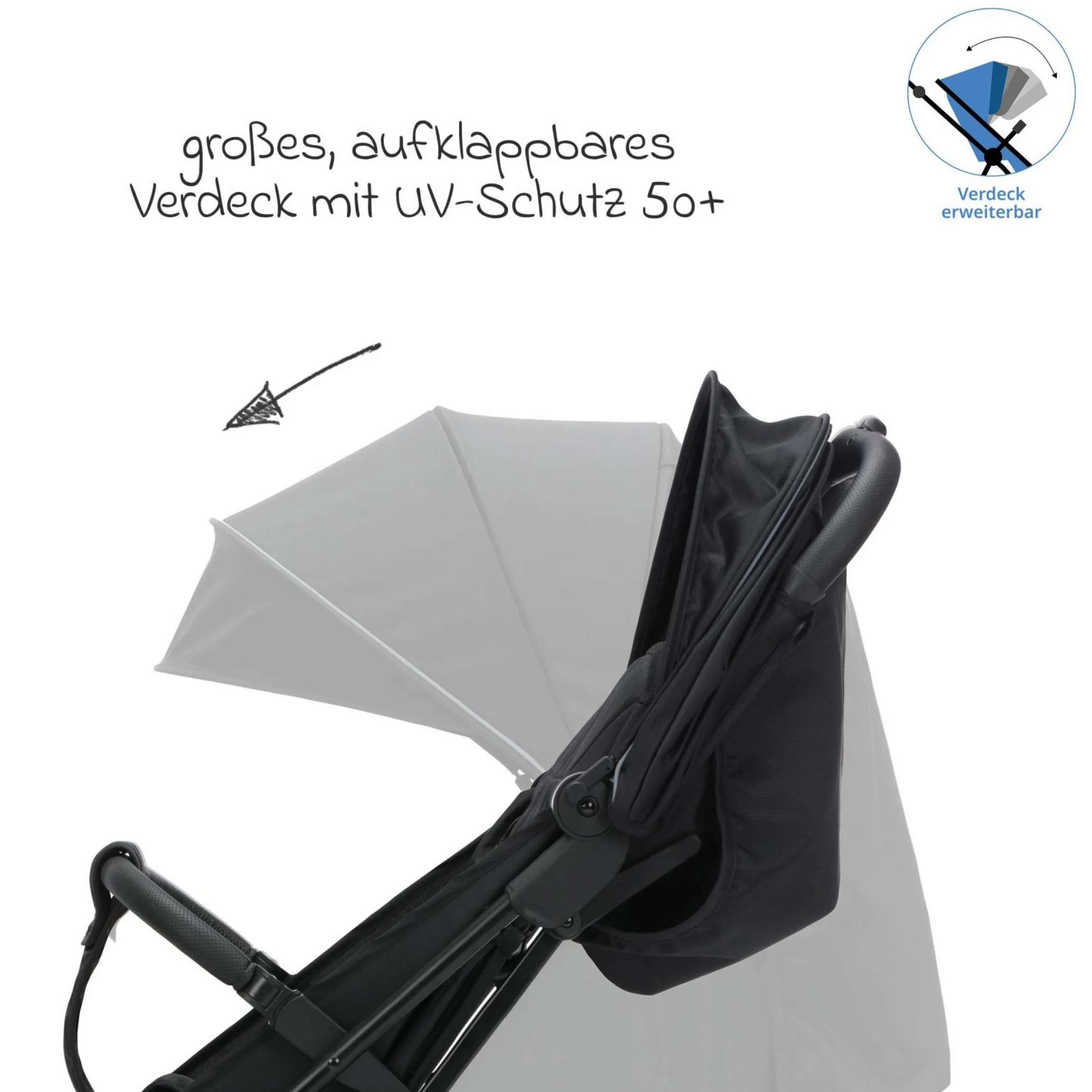 Buggy & Sportwagen Fill Rover bis 22 kg belastbar mit Liegeposition, Trollyfunktion nur 6,8 kg - Schwarz