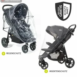Buggy & Sportwagen Litetrax Pro Air bis 22 kg belastbar mit Luftreifen, Schieber-Ablagefach inkl. Insektenschutz & Regenschutz - Pebble - Kollektion 2025