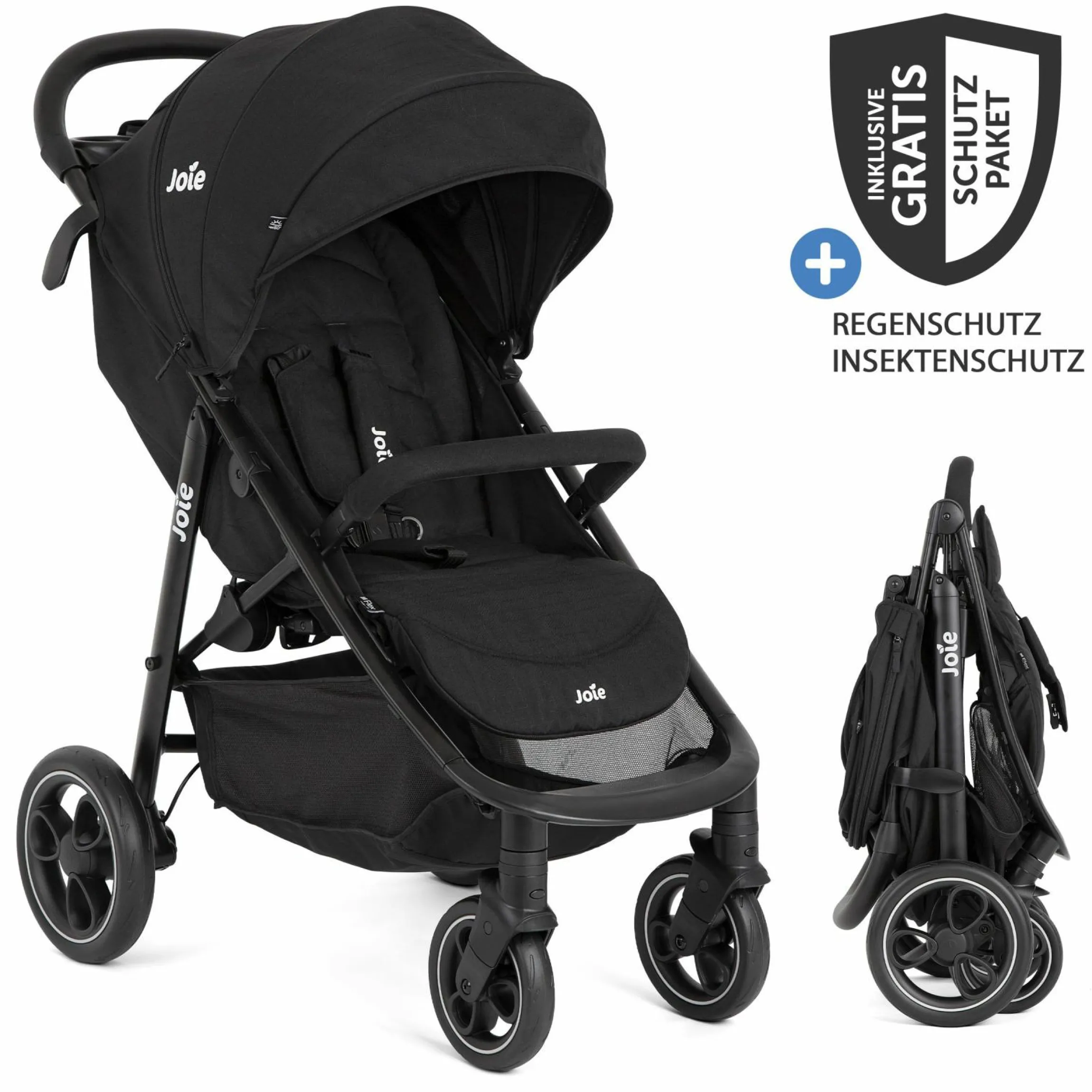 Buggy & Sportwagen Litetrax bis 22 kg belastbar mit Schieber-Ablagefach inkl. Insektenschutz & Regenschutz - Shale - Kollektion 2025