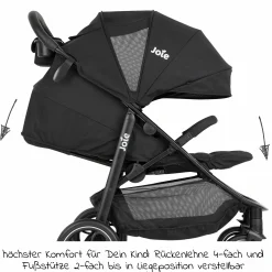 Buggy & Sportwagen Litetrax bis 22 kg belastbar mit Schieber-Ablagefach inkl. Insektenschutz & Regenschutz - Shale - Kollektion 2025