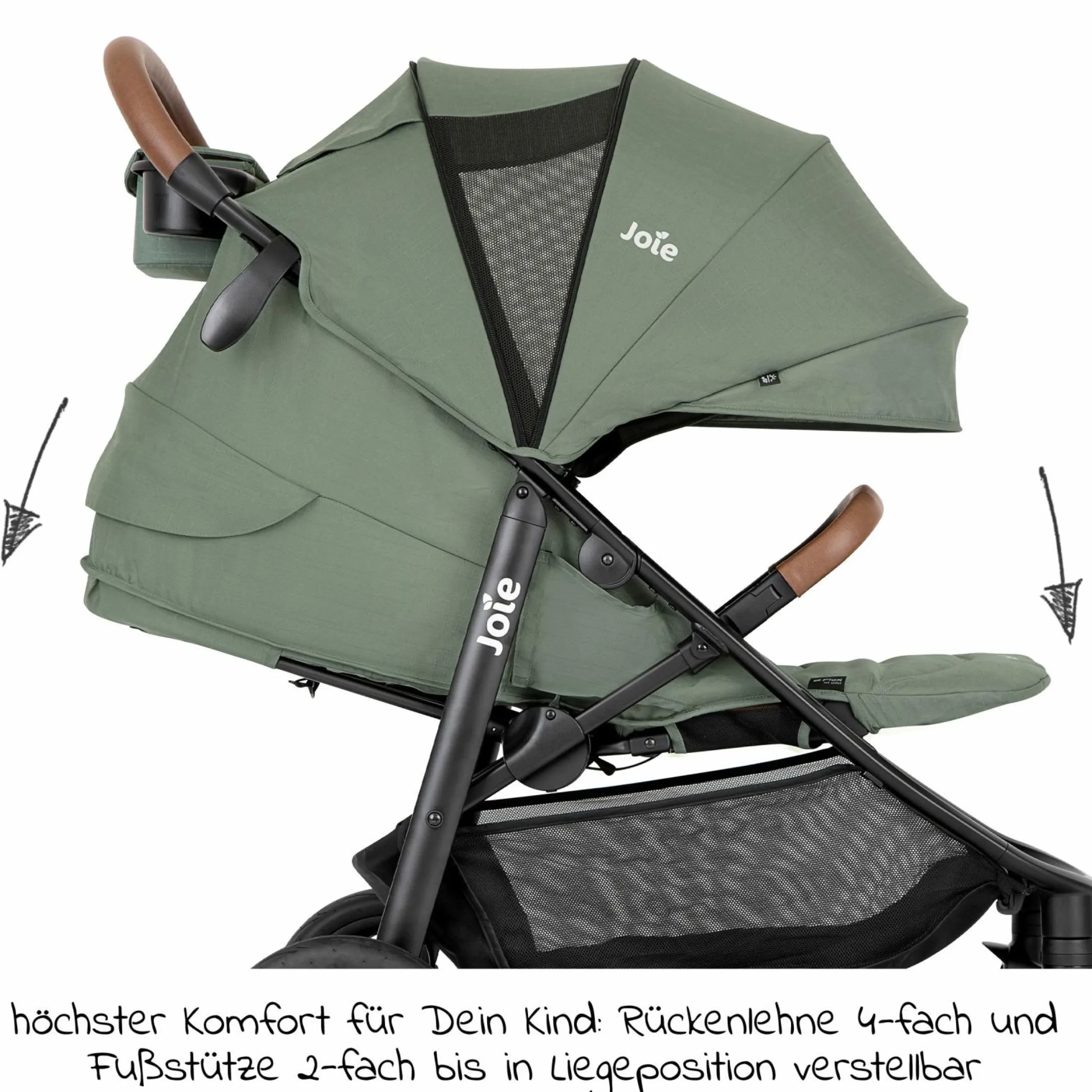 Buggy & Sportwagen Litetrax Pro bis 22 kg belastbar mit Schieber-Ablagefach & Regenschutz - Laurel - Kollektion 2025