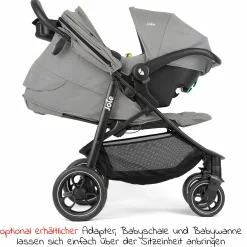 Buggy & Sportwagen Litetrax bis 22 kg belastbar mit Schieber-Ablagefach & Regenschutz - Pebble - Kollektion 2025