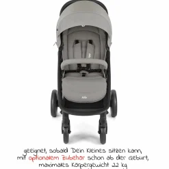 Buggy & Sportwagen Litetrax bis 22 kg belastbar mit Schieber-Ablagefach inkl. Insektenschutz & Regenschutz - Pebble - Kollektion 2025