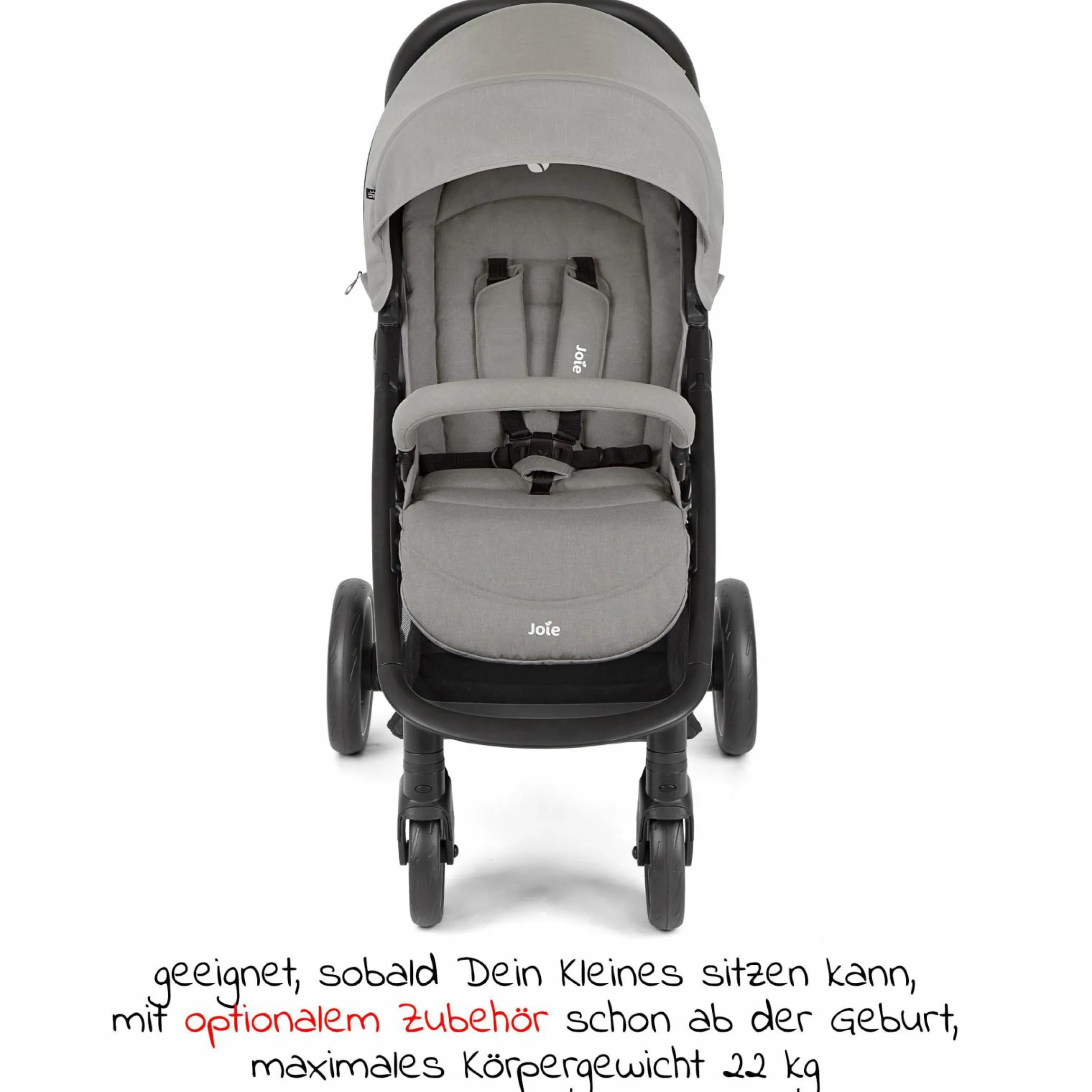 Buggy & Sportwagen Litetrax bis 22 kg belastbar mit Schieber-Ablagefach inkl. Insektenschutz & Regenschutz - Pebble - Kollektion 2025