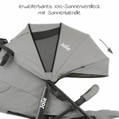 Buggy & Sportwagen Litetrax bis 22 kg belastbar mit Schieber-Ablagefach inkl. Insektenschutz & Regenschutz - Pebble - Kollektion 2025