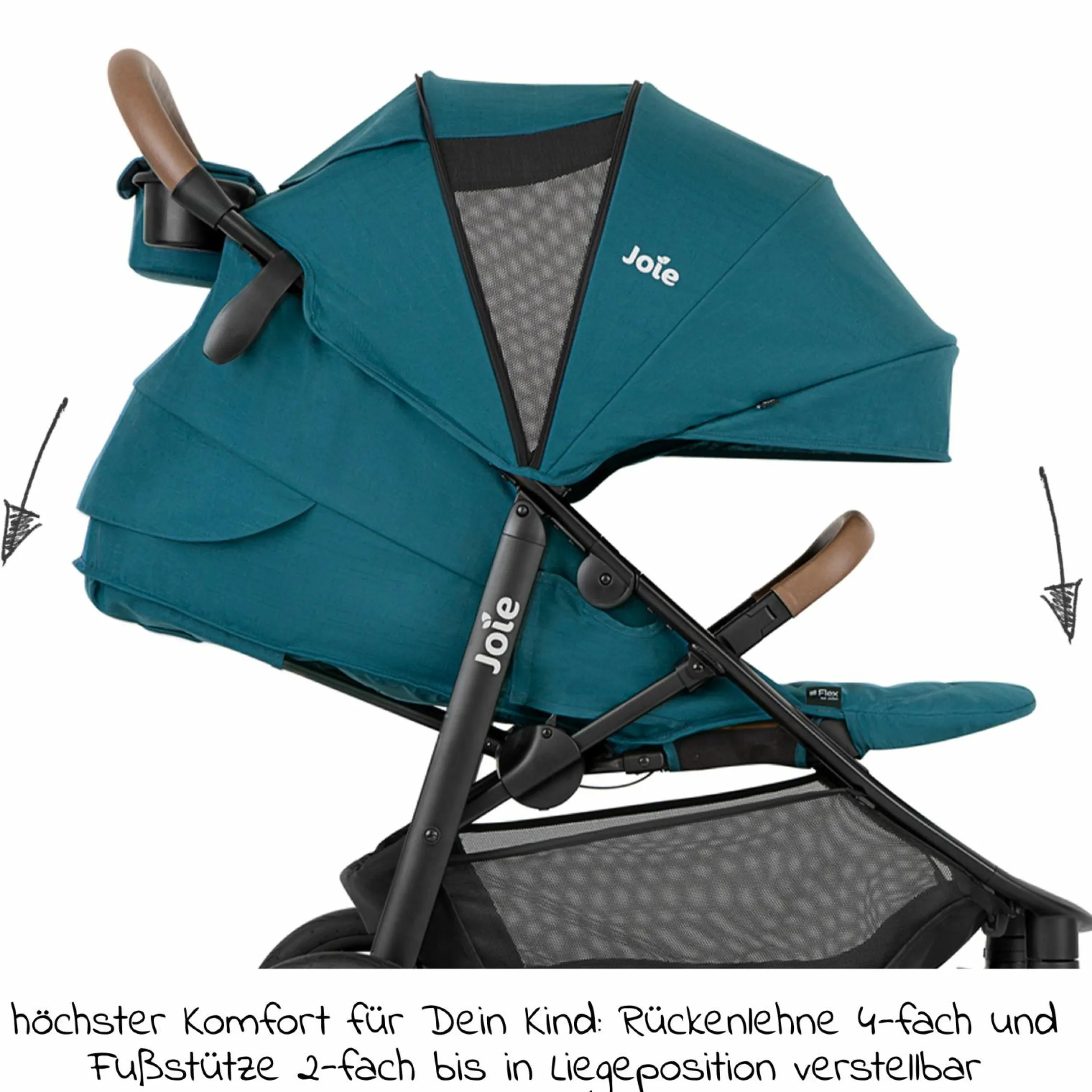 Buggy & Sportwagen Litetrax Pro bis 22 kg belastbar mit Schieber-Ablagefach & Regenschutz - Peacock - Kollektion 2025