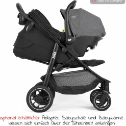Buggy & Sportwagen Litetrax Pro bis 22 kg belastbar mit Schieber-Ablagefach inkl. Insektenschutz & Regenschutz - Pebble - Kollektion 2025