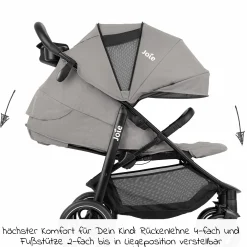 Buggy & Sportwagen Litetrax Pro bis 22 kg belastbar mit Schieber-Ablagefach inkl. Insektenschutz & Regenschutz - Pebble - Kollektion 2025