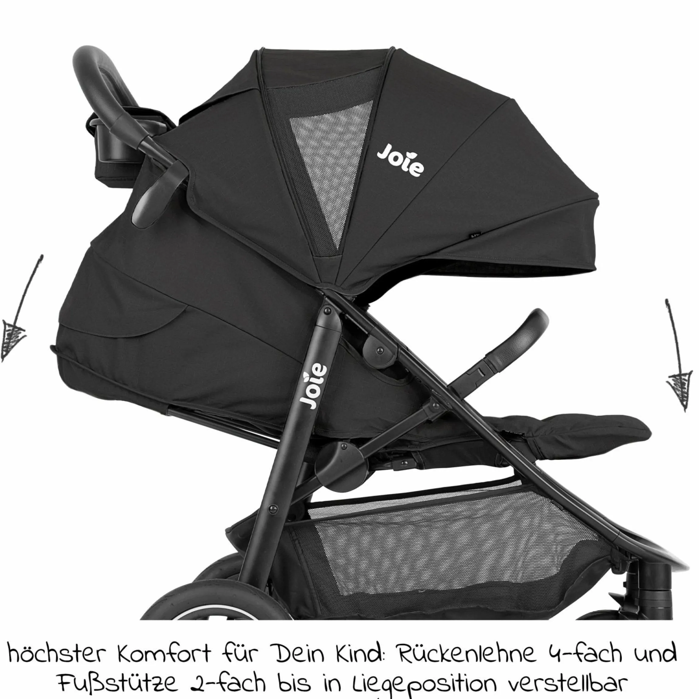 Buggy & Sportwagen Litetrax Pro Air bis 22 kg belastbar mit Luftreifen, Schieber-Ablagefach inkl. Insektenschutz & Regenschutz - Shale - Kollektion 2025