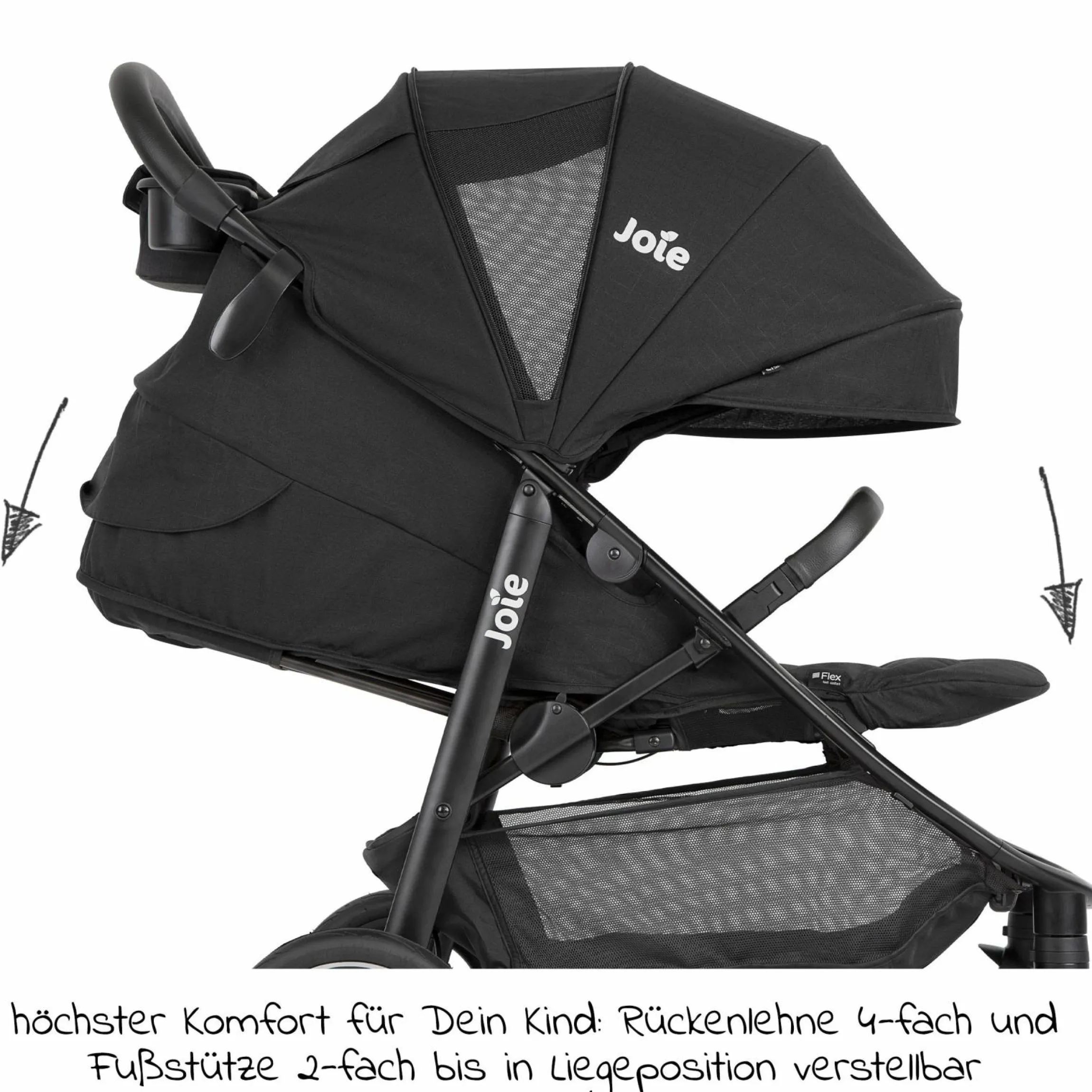 Buggy & Sportwagen Litetrax Pro bis 22 kg belastbar mit Schieber-Ablagefach & Regenschutz - Shale - Kollektion 2025
