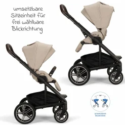 Buggy & Sportwagen MIXX next bis 22 kg mit magnetischem Gurtverschluss, umsetzbarem Allwettersitz, höhenverstellbarem Schieber, integrierter Sichtschutz inkl. Adapter, Kniedecke & Regenschutz - Biscotti - Kollektion 2025