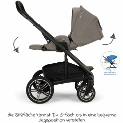 Buggy & Sportwagen MIXX next bis 22 kg mit magnetischem Gurtverschluss, umsetzbarem Allwettersitz, höhenverstellbarem Schieber, integrierter Sichtschutz inkl. Adapter, Kniedecke & Regenschutz - Granite - Kollektion 2025
