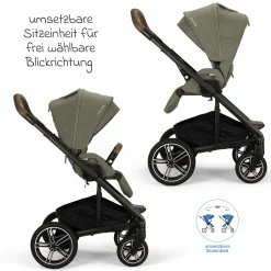 Buggy & Sportwagen MIXX next bis 22 kg mit magnetischem Gurtverschluss, umsetzbarem Allwettersitz, höhenverstellbarem Schieber, integrierter Sichtschutz inkl. Adapter, Kniedecke & Regenschutz - Pine - Kollektion 2025