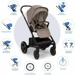 Buggy & Sportwagen MIXX next bis 22 kg mit magnetischem Gurtverschluss, umsetzbarem Allwettersitz, höhenverstellbarem Schieber, integrierter Sichtschutz inkl. Adapter, Kniedecke & Regenschutz - Cedar - Kollektion 2025