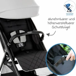 Buggy- & Sportwagen Myavo bis 22 kg belastbar nur 5,8 kg leicht mit Liegefunktion & Regenschutz - Steeple Gray