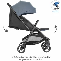 Buggy- & Sportwagen Myavo bis 22 kg belastbar nur 5,8 kg leicht mit Liegefunktion & Regenschutz - Stormy