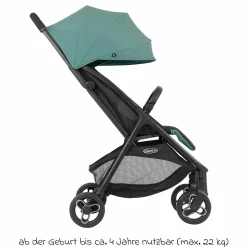 Buggy- & Sportwagen Myavo bis 22 kg belastbar nur 5,8 kg leicht mit Liegefunktion & Regenschutz - Mint