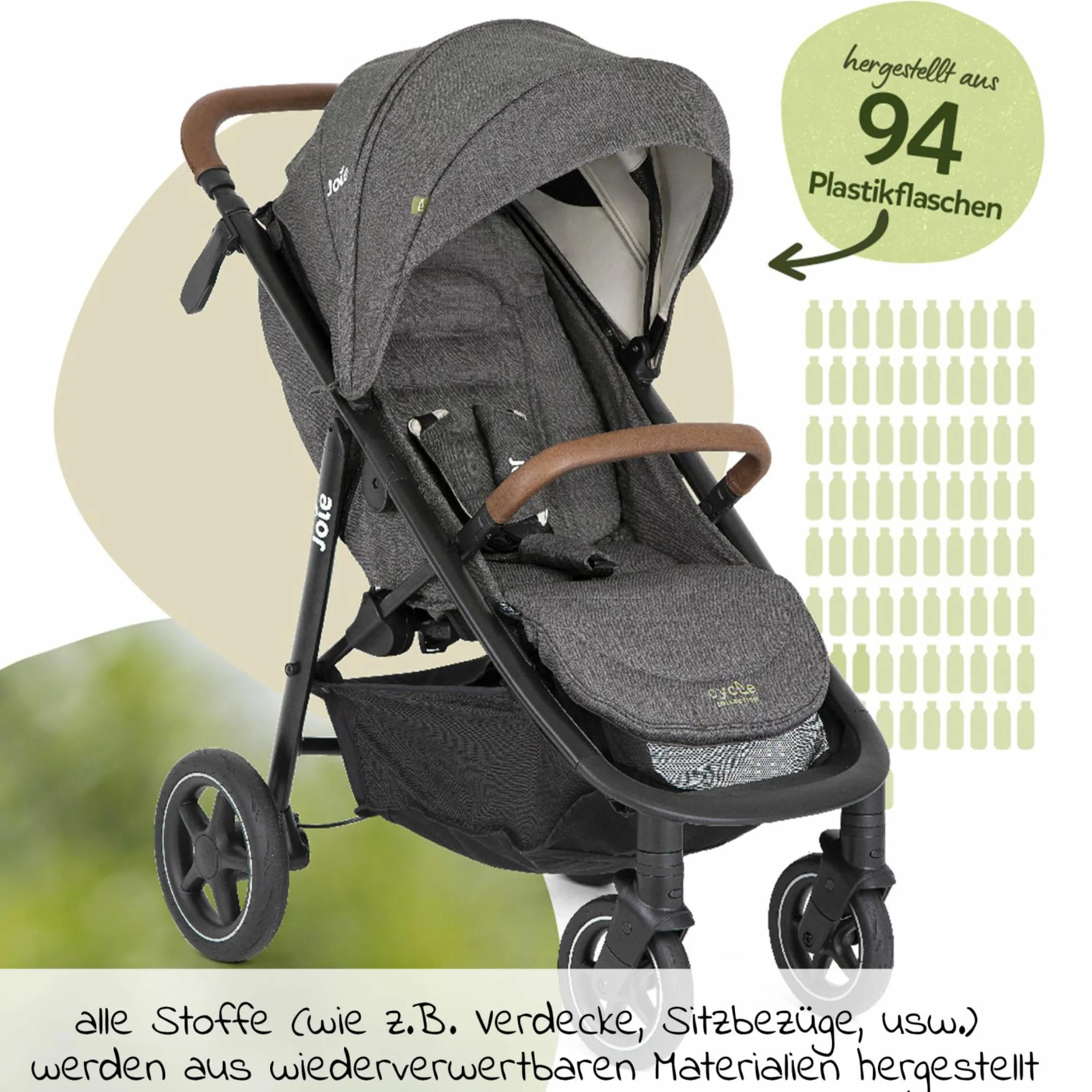 Buggy & Sportwagen Mytrax Pro bis 22 kg belastbar mit Teleskopschieber, Getränkehalter & Regenschutz - Cycle Collection - Shell Gray - Kollektion 2025