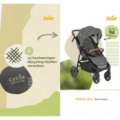 Buggy & Sportwagen Mytrax Pro bis 22 kg belastbar mit Teleskopschieber, Getränkehalter & Regenschutz - Cycle Collection - Shell Gray - Kollektion 2025