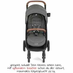 Buggy & Sportwagen Mytrax Pro bis 22 kg belastbar mit Teleskopschieber, Getränkehalter & Regenschutz - Cycle Collection - Shell Gray - Kollektion 2025