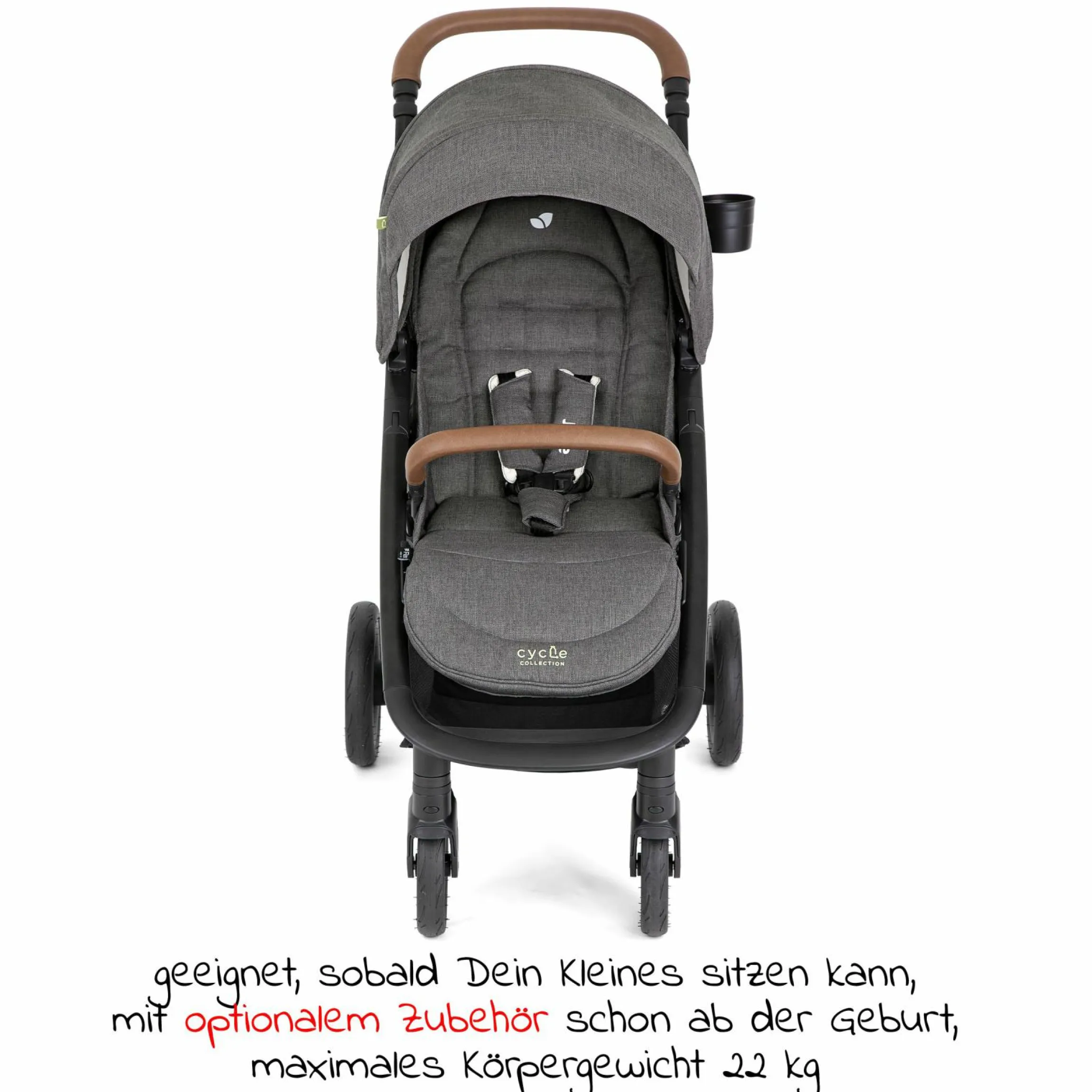 Buggy & Sportwagen Mytrax Pro bis 22 kg belastbar mit Teleskopschieber, Getränkehalter & Regenschutz - Cycle Collection - Shell Gray - Kollektion 2025
