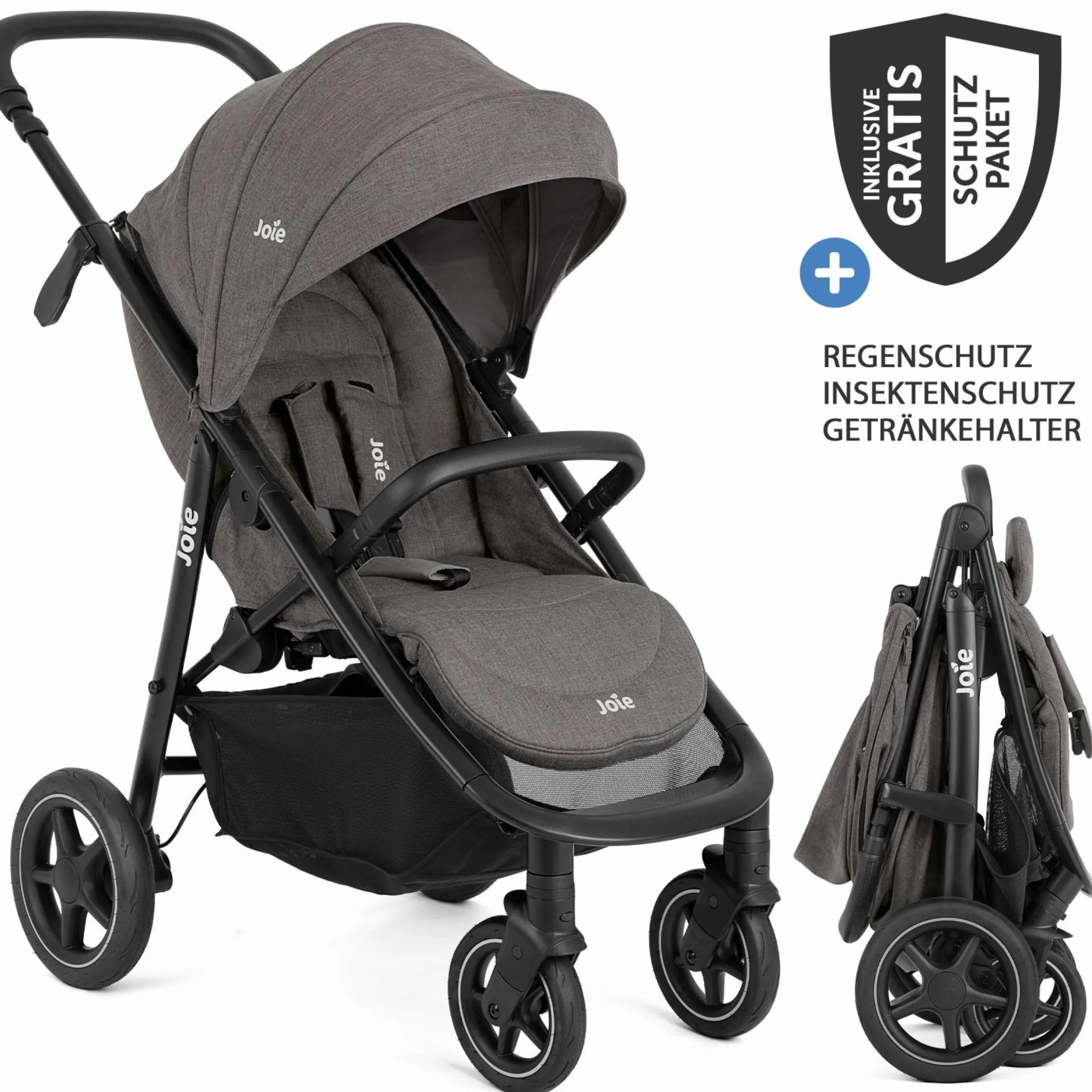 Buggy & Sportwagen Mytrax Pro bis 22 kg belastbar mit Teleskopschieber, Getränkehalter inkl. Insektenschutz & Regenschutz - Thunder - Kollektion 2025