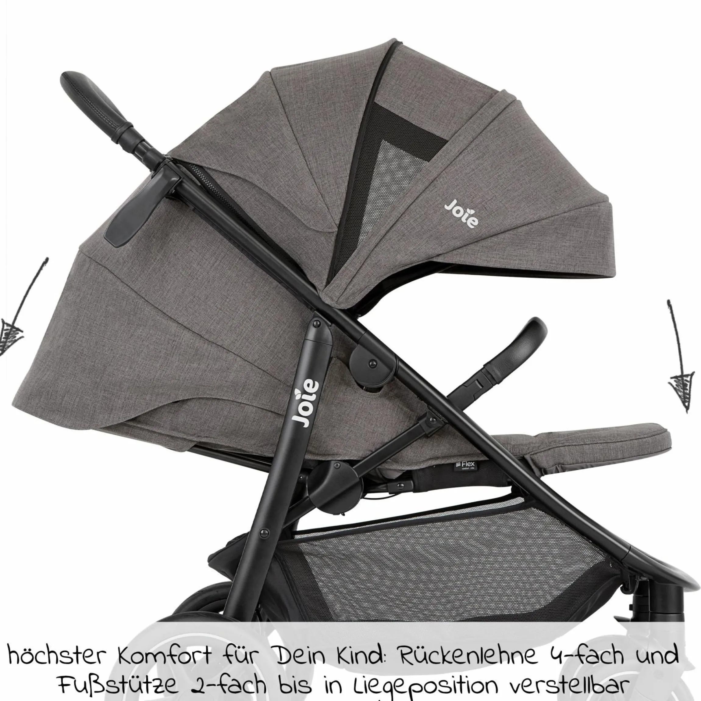 Buggy & Sportwagen Mytrax Pro bis 22 kg belastbar mit Teleskopschieber, Getränkehalter inkl. Insektenschutz & Regenschutz - Thunder - Kollektion 2025