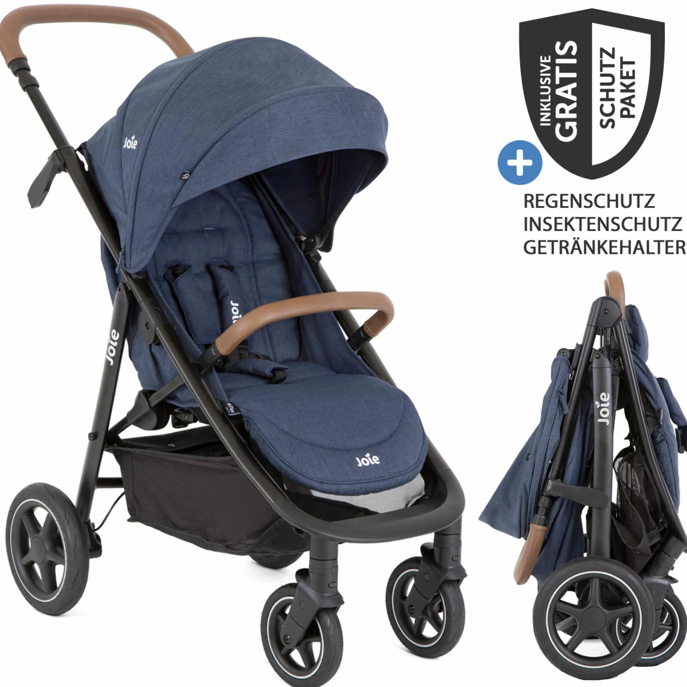 Buggy & Sportwagen Mytrax Pro bis 22 kg belastbar mit Teleskopschieber, Getränkehalter inkl. Insektenschutz & Regenschutz - Blueberry - Kollektion 2025