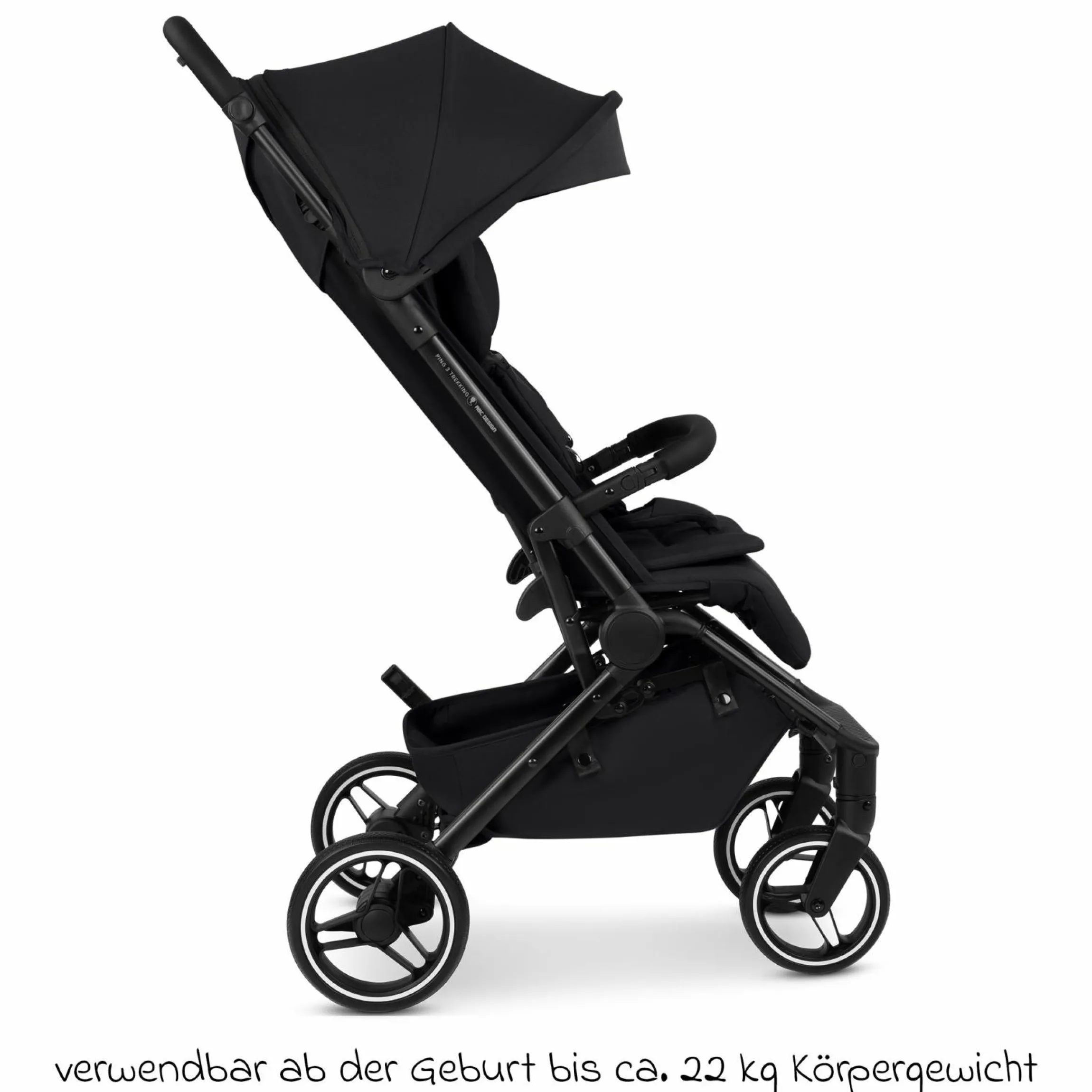 Buggy & Sportwagen Ping 3 Trekking bis 22 kg mit flacher Liegeposition inkl. Sitzeinlage, Transporttasche & Tragegurt - Pure - Coal - Kollektion 2025
