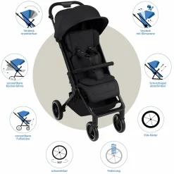 Buggy & Sportwagen Ping 3 Trekking bis 22 kg mit flacher Liegeposition inkl. Sitzeinlage, Transporttasche & Tragegurt - Pure - Coal - Kollektion 2025