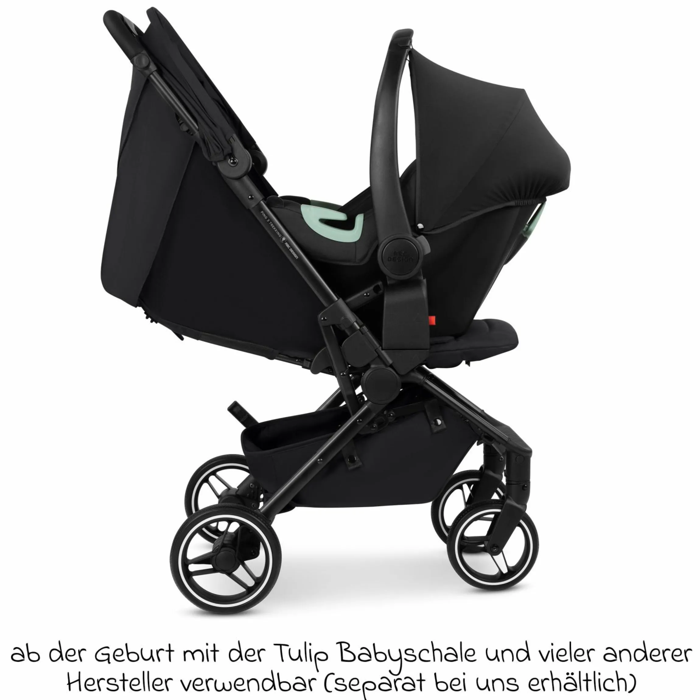Buggy & Sportwagen Ping 3 Trekking bis 22 kg mit flacher Liegeposition inkl. Sitzeinlage, Transporttasche & Tragegurt - Pure - Coal - Kollektion 2025