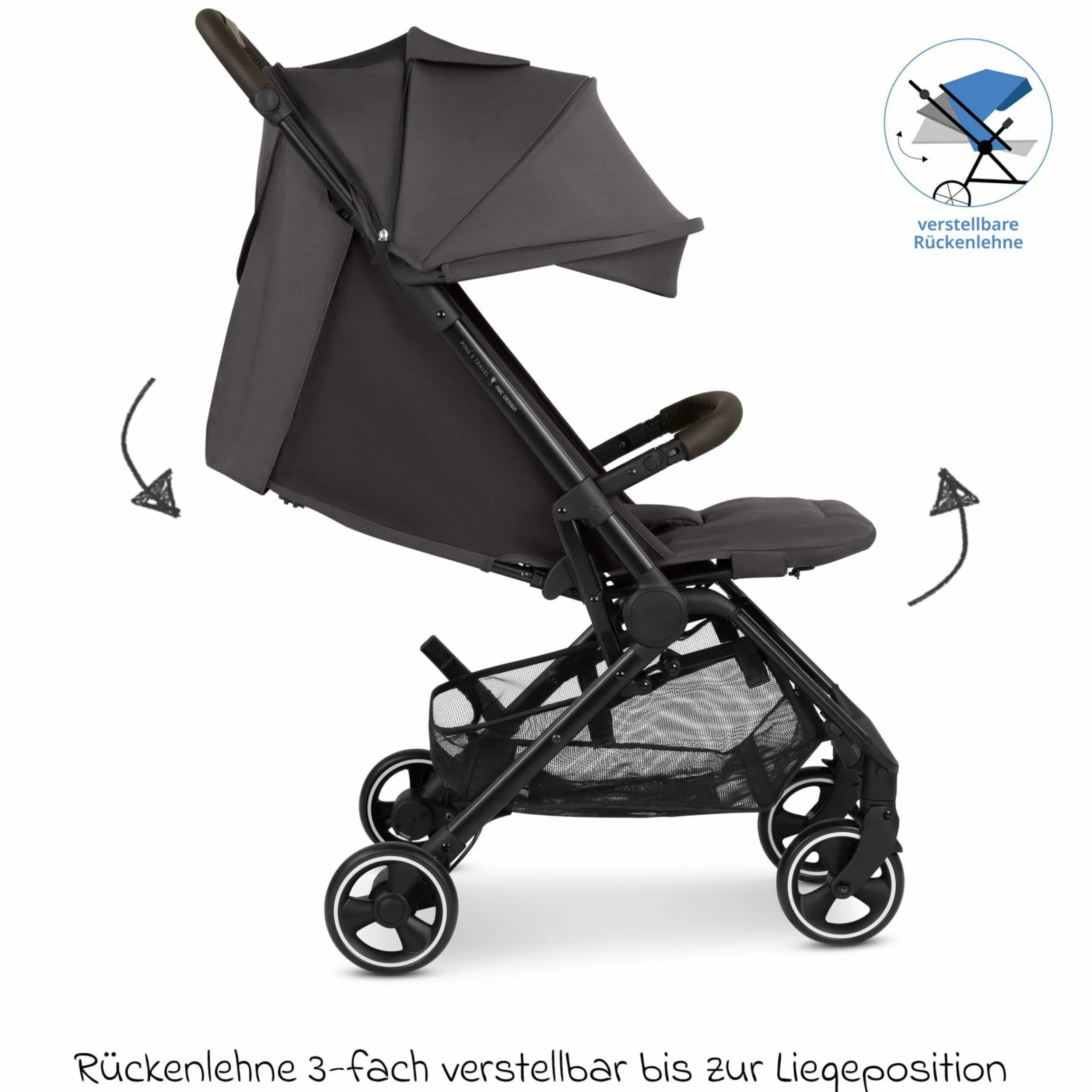 Buggy & Sportwagen Ping 3 Travel bis 22 kg mit flacher Liegeposition inkl. Transporttasche & Tragegurt - Falcon - Kollektion 2025
